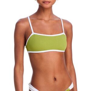 Aqua Womens Swim Bandeau Swimsuit Bikini Top Large Greek Olive - NWT